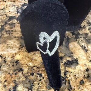 Silver Heart Ring with Rhinestones